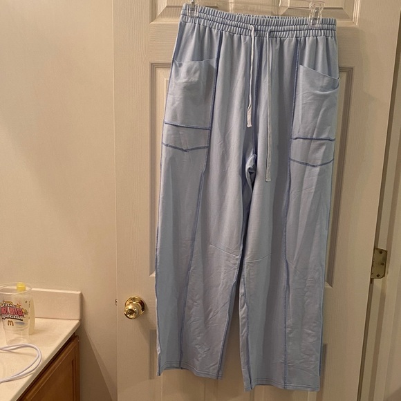 Sky Blue Women's Wide Leg Pants - Picture 1 of 5